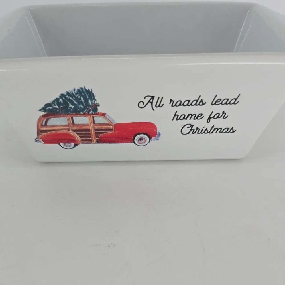 Nantucket Mini Loaf Baker All Roads Lead Home for Christmas Stoneware